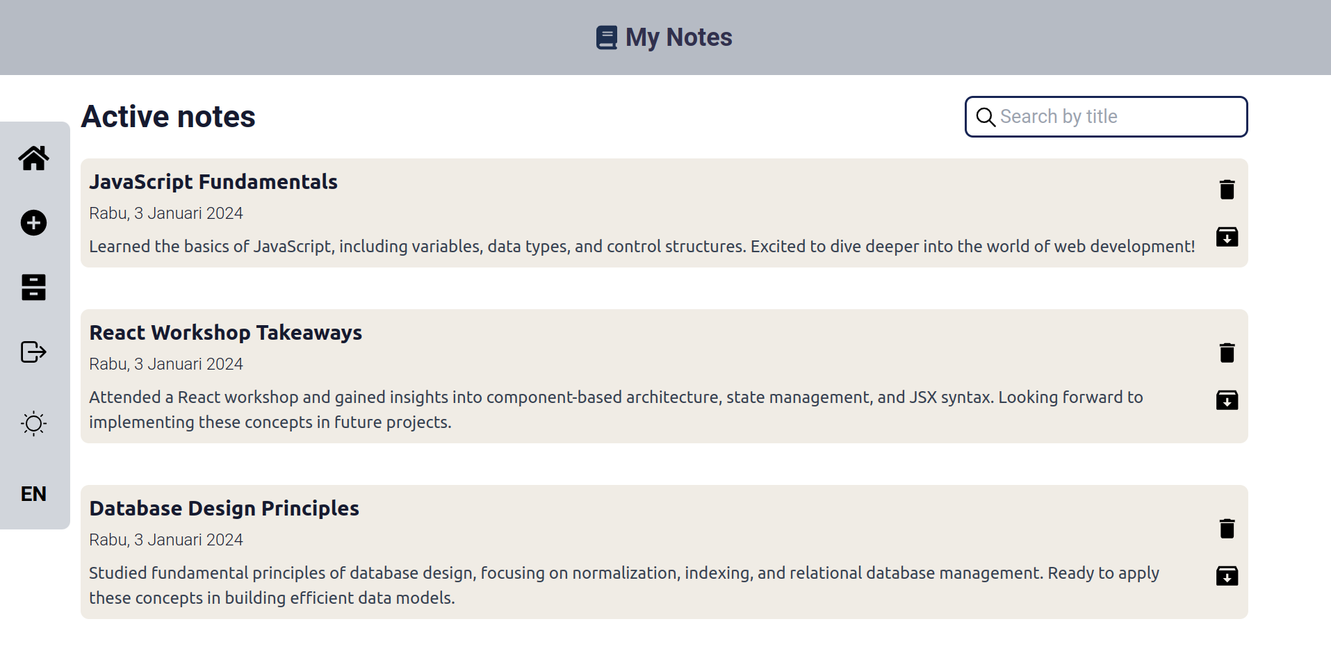 My Notes Application